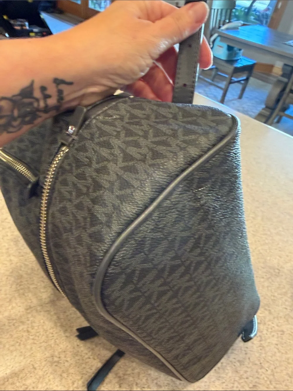 Michael Kors Black Logo Zip-Front Backpack Unisex